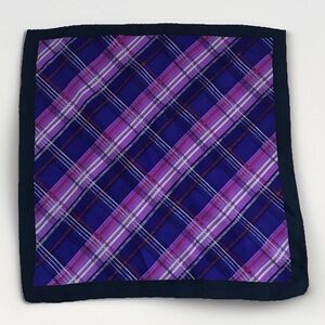 PENGUIN MENS PURPLE CHECK PLAID SQUARE SCARF HANDKERCHIEF